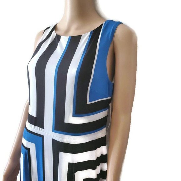 Maggy London Womens Stripe Printed Sleeveless Sheath Jersey Midi Dress Sz 10 NWT - Picture 8 of 14